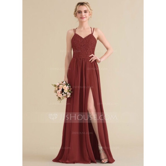 JJs House A-Line Vermillion Bridesmaid Dress - Picture 1 of 3